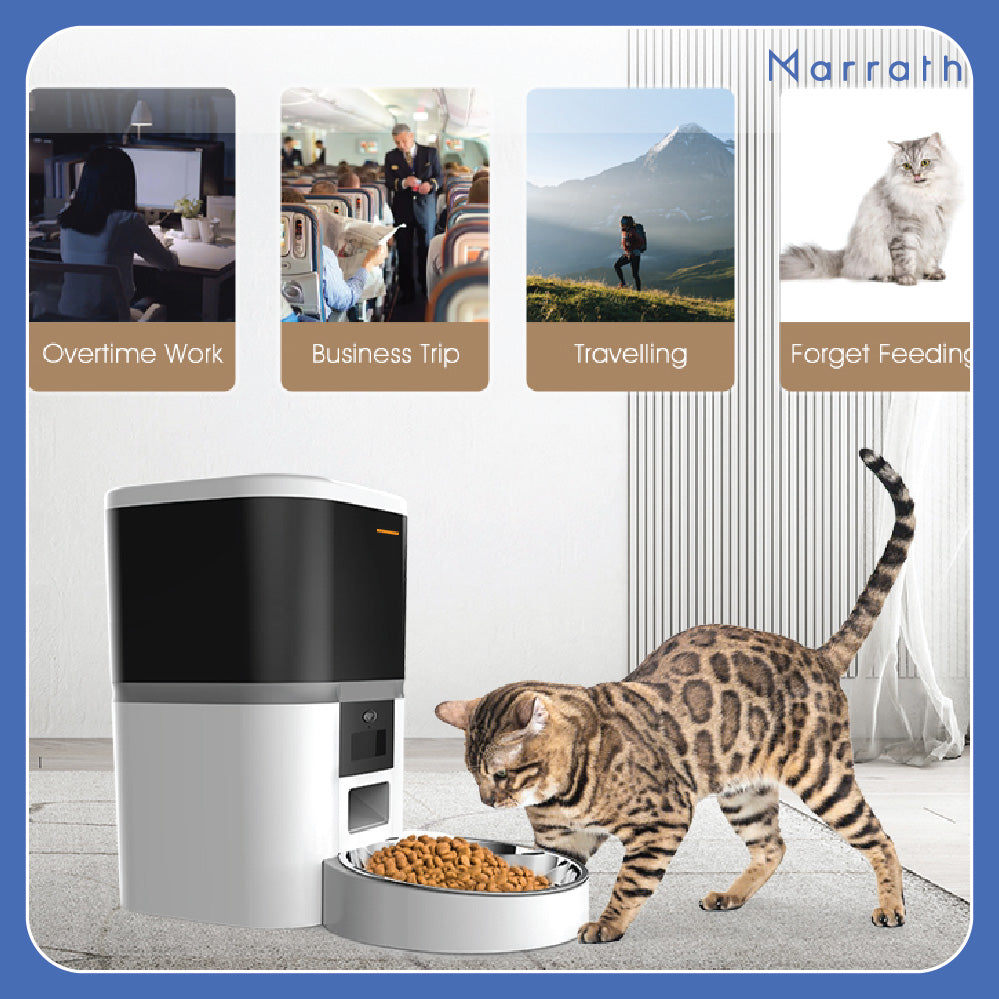 Marrath Smart Wi-Fi Automatic Pet Feeder with HD Camera and Two Way Audio